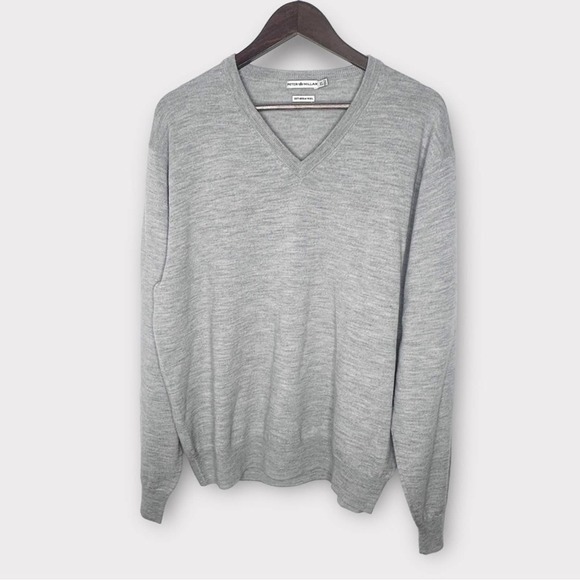 Peter Millar Other - Peter Millar Mens Gray V-Neck Merino Wool Pullover Sweater XL